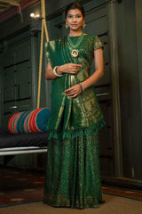 Dark Green Art Silk Zari Saree