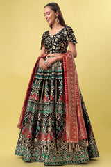 Black Jacquard Woven Lehenga Choli