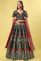 Black Jacquard Woven Lehenga Choli