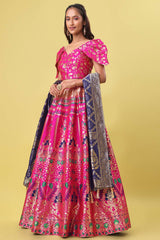 Rani Pink Jacquard Woven Lehenga Choli