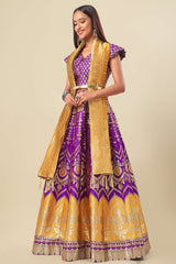 Purple Jacquard Woven Lehenga Choli