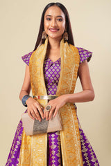 Purple Jacquard Woven Lehenga Choli