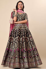 Black Jacquard Woven Lehenga Choli