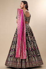 Black Jacquard Woven Lehenga Choli