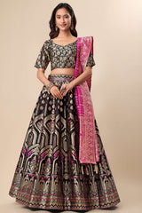 Black Jacquard Woven Lehenga Choli