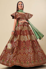 Maroon Jacquard Woven Lehenga Choli