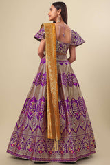 Purple Jacquard Woven Lehenga Choli