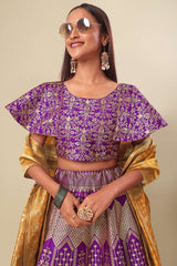 Purple Jacquard Woven Lehenga Choli