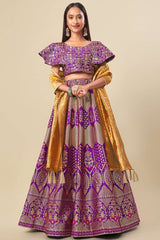 Purple Jacquard Woven Lehenga Choli