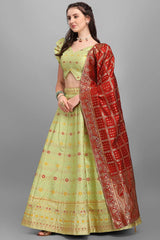 Light Green Jacquard Woven Lehenga Choli