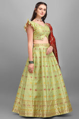 Light Green Jacquard Woven Lehenga Choli