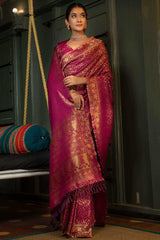 Wine Purple Art Silk Zari Saree