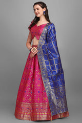 Rani Pink Jacquard Woven Lehenga Choli