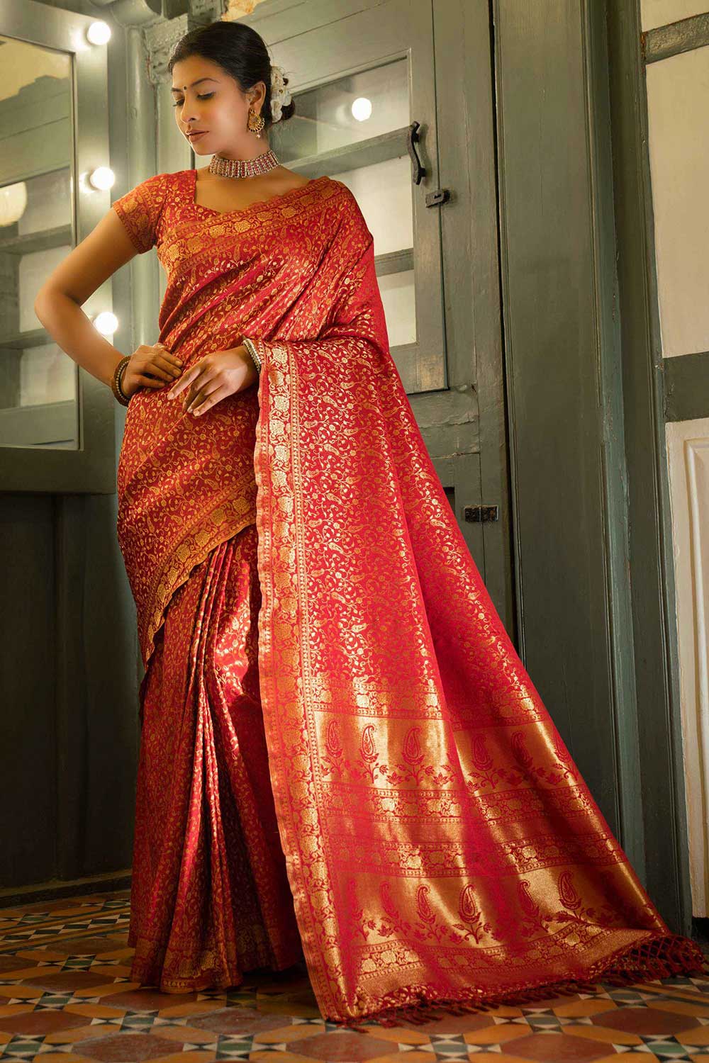 Maroon Art Silk Zari Saree