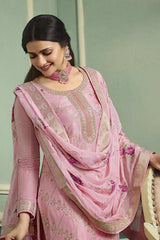 Baby Pink Viscose Jacquard Embroidered Salwar Suit