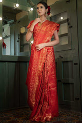 Red Art Silk Zari Saree