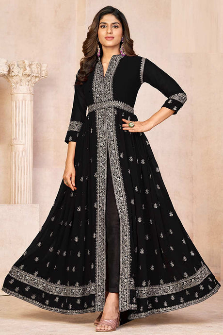 Black Heavy Georgette Embroidered Salwar Suit