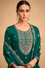 Dark Green Silk Embroidered Salwar Suit