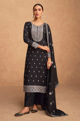 Black Silk Embroidered Salwar Suit