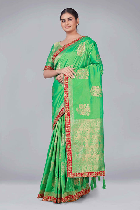 Light Green Banarasi Silk woven Saree