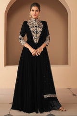 Black Georgette Embroidered Designer Suit