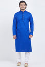 Buy Men's Blended Cotton Solid Kurta Set in Royal Blue Online