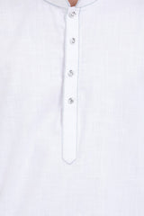 Buy Men's Blended Cotton Solid Kurta Set in White Online - Front