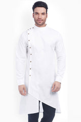 Buy Men's Blended Cotton Solid Kurta in White Online