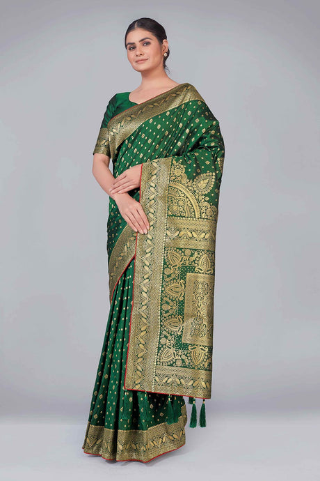 Green Banarasi Silk woven Saree