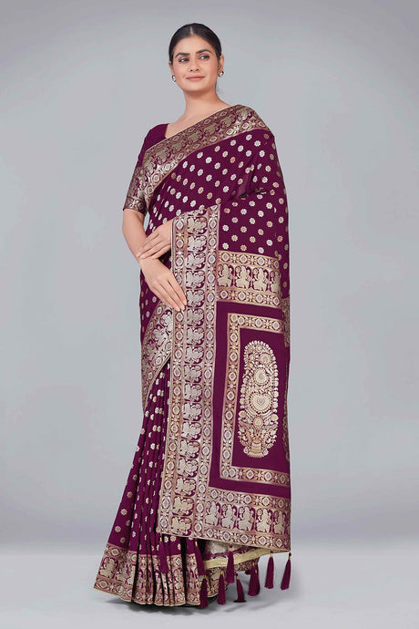 Purple Banarasi Silk woven Saree
