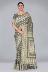 Sage Green Banarasi Silk woven Saree