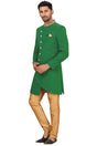 Buy Men's Art Silk  Solid Sherwani Set in Green  Online