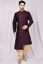 Buy Men's Art Dupion Silk Solid Kurta Set in Purple Online