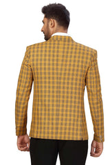 Buy Men's Checks Suiting Fabric  Checks Printed Blazer in Dark Yellow  Online - Back