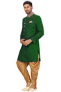 Buy Men's Art Silk  Solid Sherwani Set in Green  Online