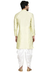 Buy Men's Art Dupion Silk Solid Kurta Set in Light Pista Online - Back