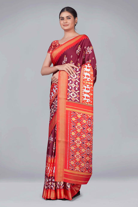 Maroon Patola silk printed Saree