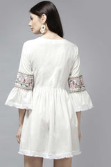 White Pure Cotton Embroidered Dress