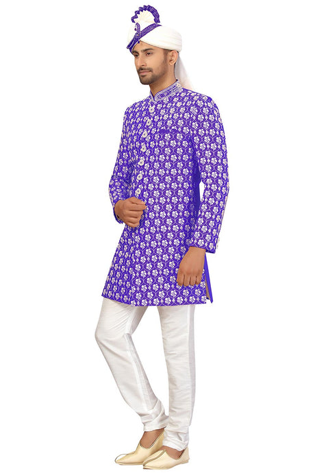 Buy Men's Art Silk  Embroidery  Sherwani Set in Purple Online