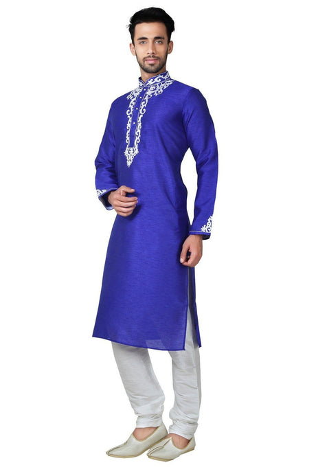 Men's Royal Blue Art Silk Kurta Pyjama Set