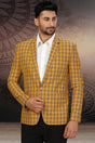 Buy Men's Checks Suiting Fabric  Checks Printed Blazer in Dark Yellow  Online