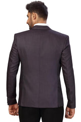 Buy Men's Suiting Fabric  Solid Blazer in Dark Purple  Online - Back
