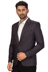 Buy Men's Suiting Fabric  Solid Blazer in Dark Purple  Online - Side