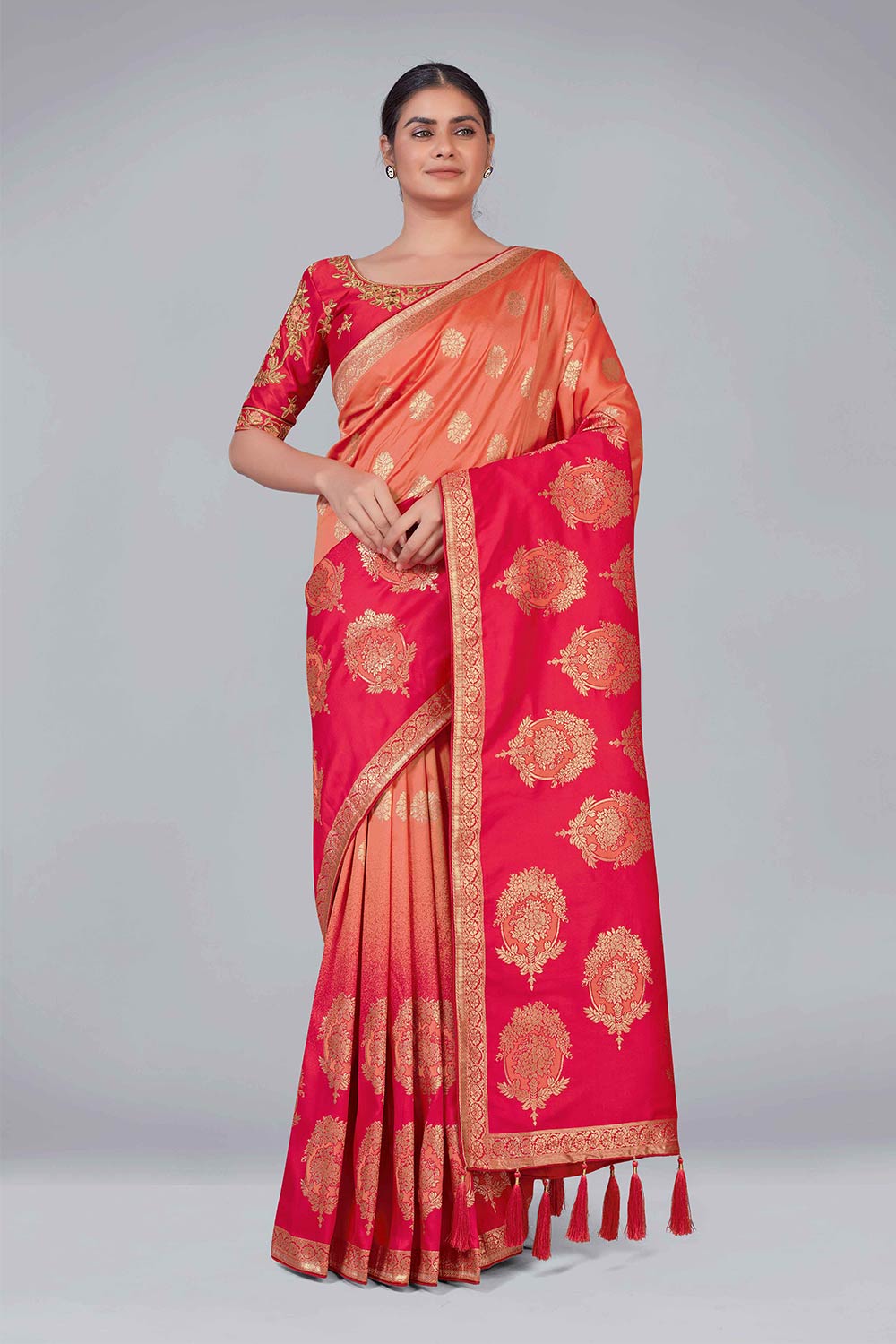 Pink Banarasi Silk Woven Saree