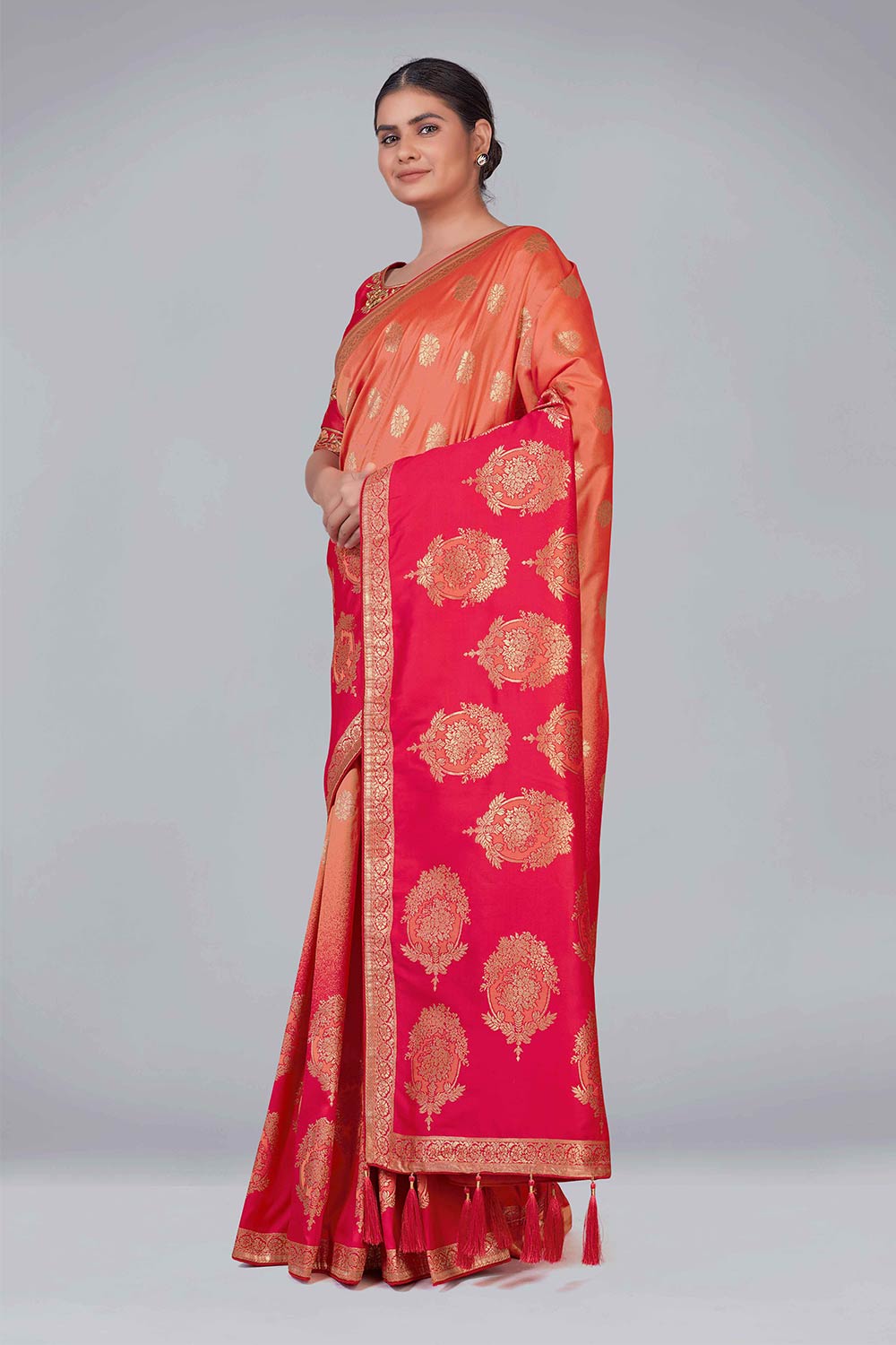 Pink Banarasi Silk Woven Saree