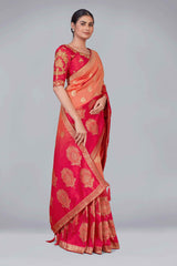 Pink Banarasi Silk Woven Saree