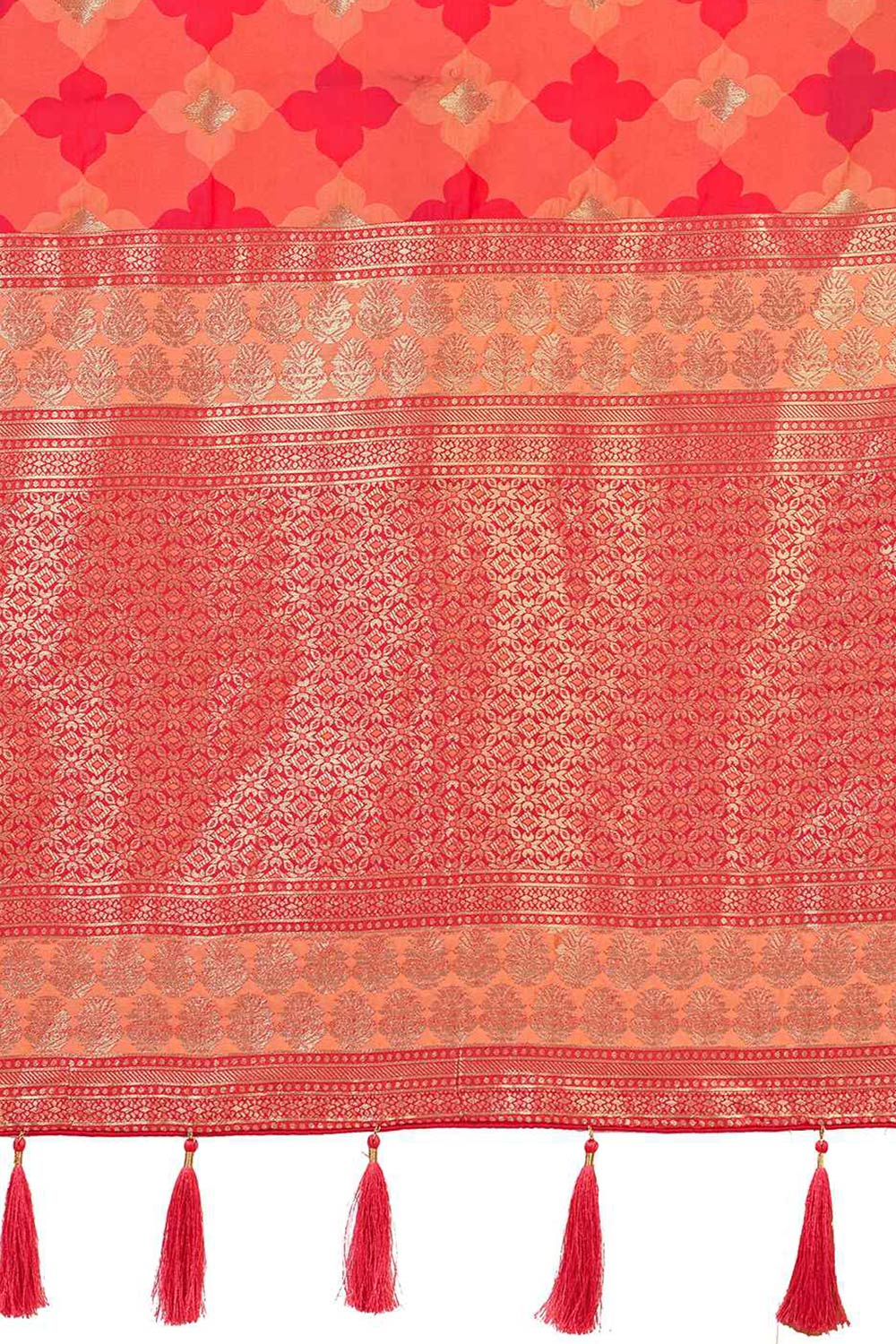 Peach Banarasi Silk woven Saree
