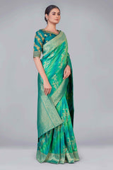 Sea Green Banarasi Silk woven Saree