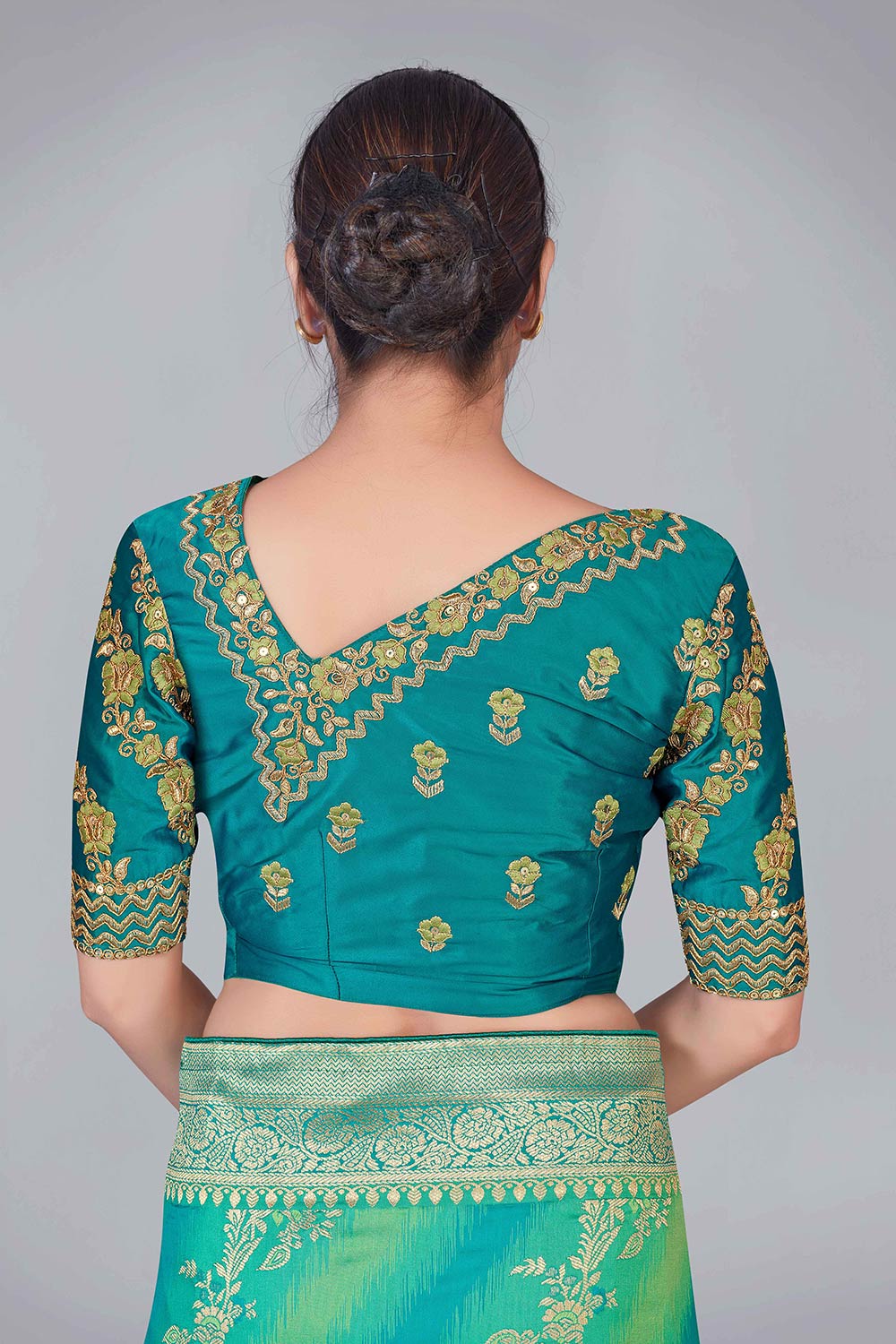 Sea Green Banarasi Silk woven Saree