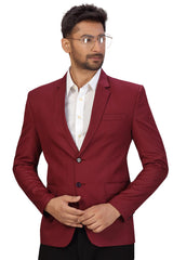 Buy Men's Suiting Fabric  Solid Blazer in Maroon  Online - Front